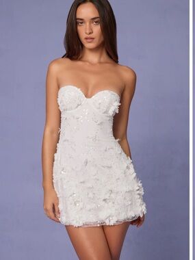 knee length dresses for ladies Rent Oh Polly Azelie Embellished Draped Corset Mini Dress in Honey